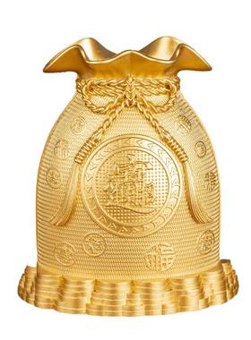钱袋纯铜摆件黄金麦穗福袋存钱罐招聚宝盆财客厅装饰品礼开业大卖