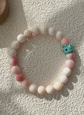 天然女王贝胭脂螺圆珠8mm手链磷镁矿皇冠原创手链手串