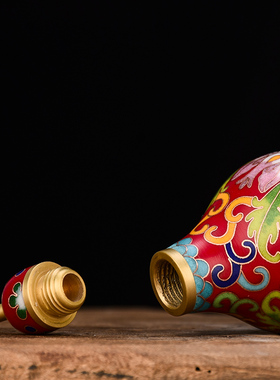 速发景纯铜工泰蓝 艺品家居财摆件招彩绘 铜葫芦 吉祥礼品