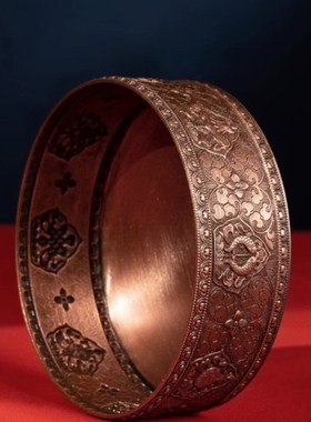 速发色铜古纯曼扎修盘曼扎盘八吉祥供曼扎七铜石红宝曼茶罗8/1m手