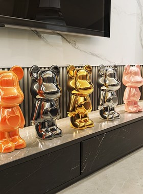 速发熊摆件轻奢客厅品柜存饰酒高档大装钱罐家居餐边柜展示柜