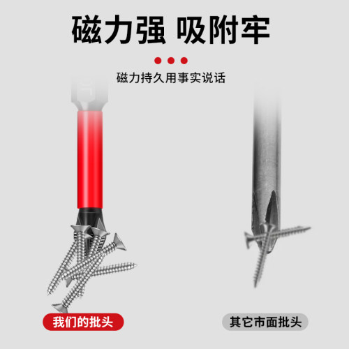 冲击螺丝批批头十字强磁电动螺丝刀套装专用高硬度磁圈手电钻披转 - 图0