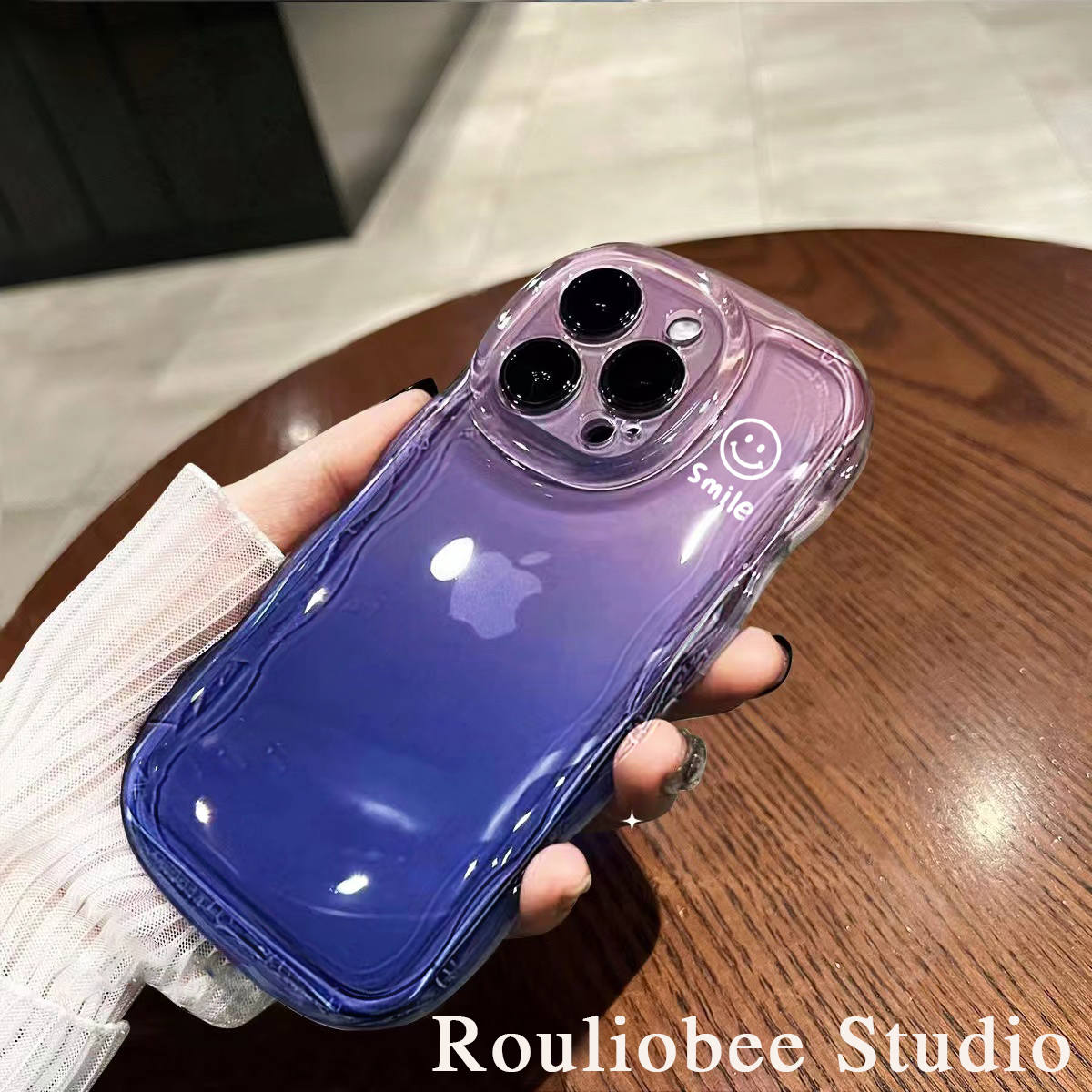 ins紫色渐变波浪笑脸适用oppoReno9/8/7/6pro手机壳新款5k软a58硅胶A972潮a96a93s网红女款k10创意防摔保护套 - 图1