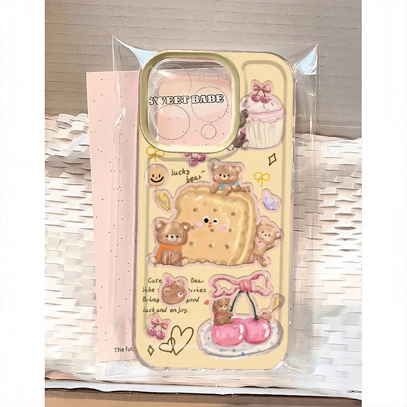 熊和饼干适用苹果16手机壳华为mate60新款iPhone15promax透明pura70高级小米14vivo荣耀200女oppo红米note13