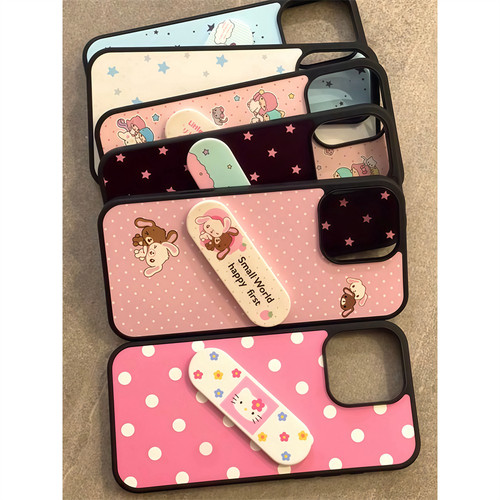 韩系蓝色泼墨星星创口贴支架苹果16pro手机壳16promax新款iphone15女款14pro指环扣苹果13手机套适用 - 图0