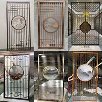Stainless steel screen partition light and luxurious custom modern metal wire drawing rose gold New Chinese style grille toned hollowed out