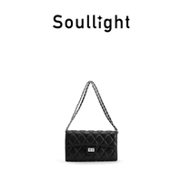 Soullight牛皮斜挎包女新款轻便黑色