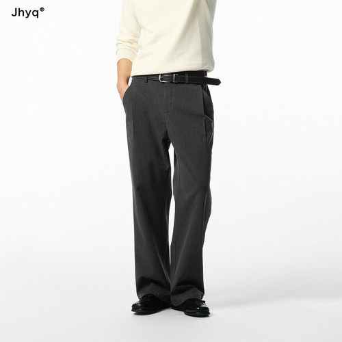 JHYQ2026秋冬宽松休闲西裤男直筒百搭合身版黑色西装裤通勤长裤子 - 图0