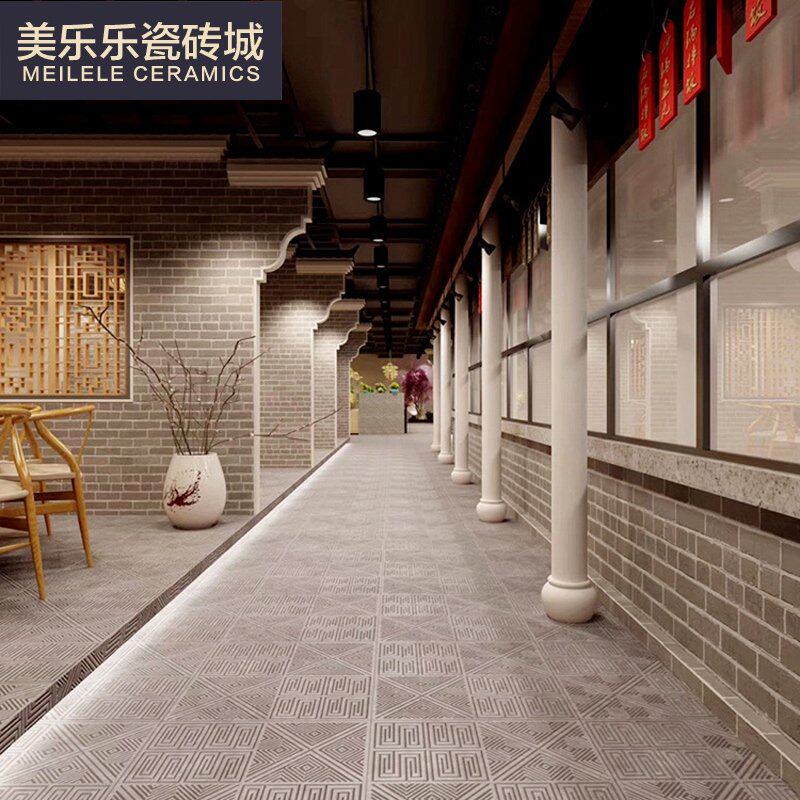 中式庭院瓷砖通体仿古砖600x600餐厅民宿复古防滑地面砖耐磨凹凸_虎窝淘