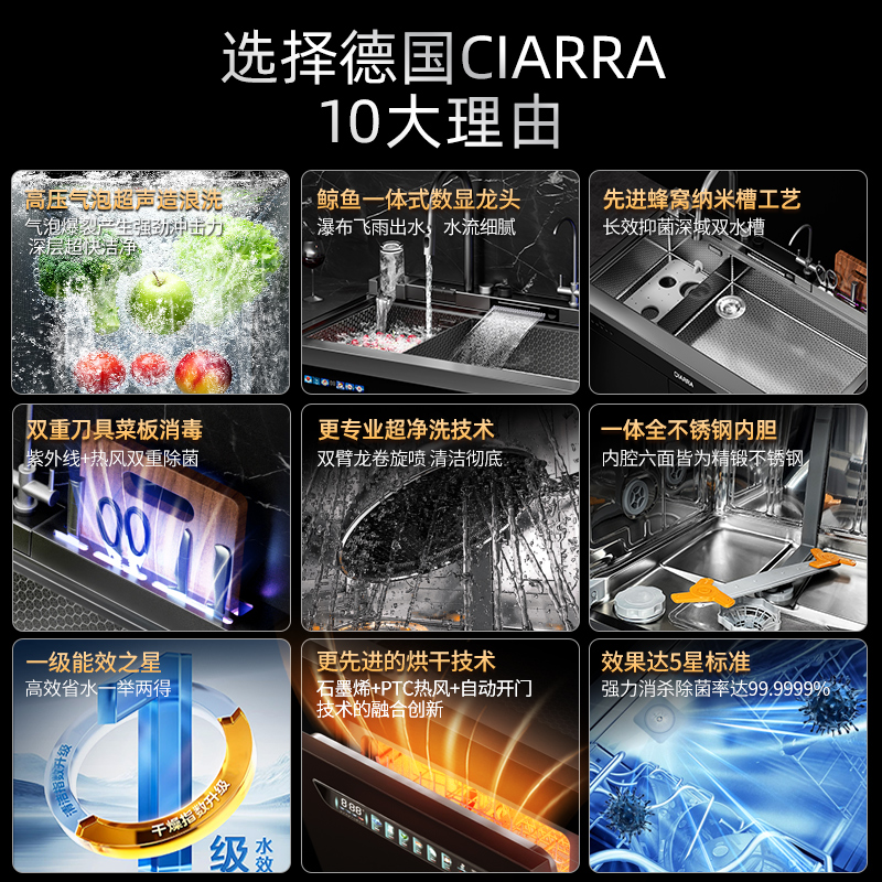 Bubble washing integrated sink household fully automatic dishwasher