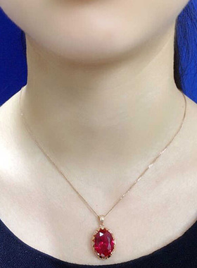 俄罗斯585紫金镀18K彩金镶嵌红宝石椭圆耳环奢华潮流气质耳饰小众