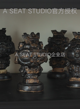 A SEAT STUDIO 泰国进口赛博机甲头盔手工陶艺花器摆件