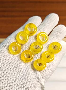 天然二代琥珀蜜蜡金绞蜜飘花跑环  DIY文玩配饰