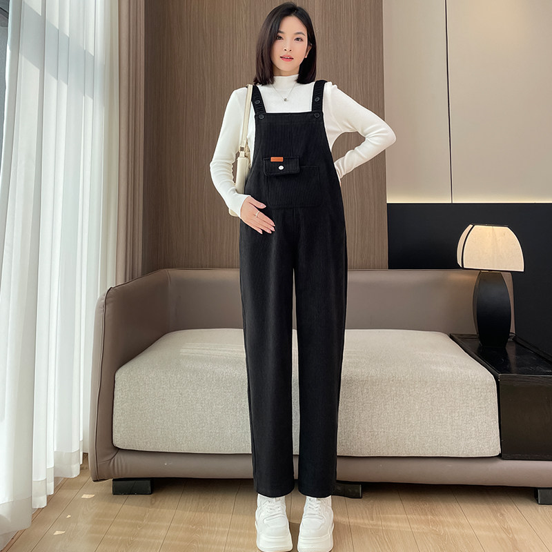 孕妇背带裤春秋款2025新款灯芯绒裤小个子孕妇吊带裤秋冬季套装,淘宝优惠券,粉丝福利购,淘宝优惠卷