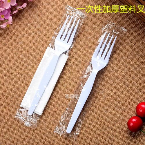 一次性白色独立包装胶叉加厚外卖打包西餐意面叉水果沙拉叉蛋糕叉 - 图0