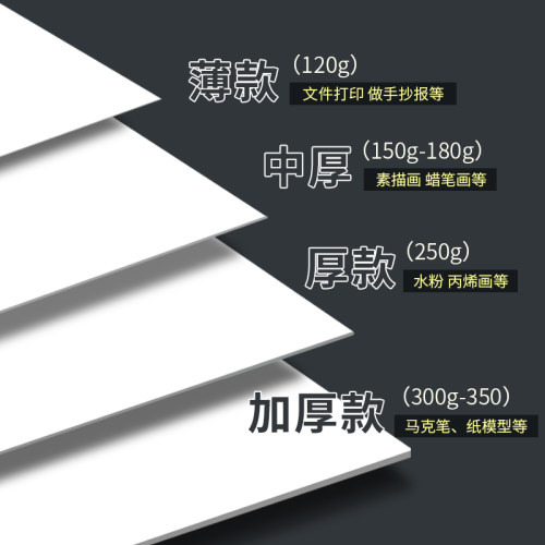 荷兰白卡纸a3手抄报专用纸180g考研a2绘图纸8开4K马克笔250克300g加厚明信片书写手工硬卡纸A4喷墨激光打印纸 - 图3