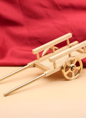 黄铜平板车农具模型玩具黄铜仿真手推车模型摆件装饰品高档次迷你