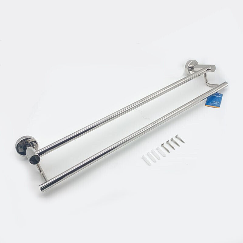 聚源卫生间毛巾架厕所壁挂晾毛巾杆双杆高低杆毛巾架不锈钢高低杆