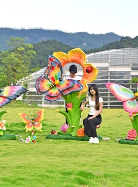 仿真发光蝴蝶玻璃钢雕塑摆件