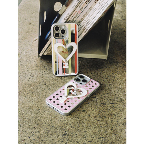 Tagi.《让人开心》金属支架皮质爱心手机壳适用于iPhone17pm/16pm/15pm - 图2