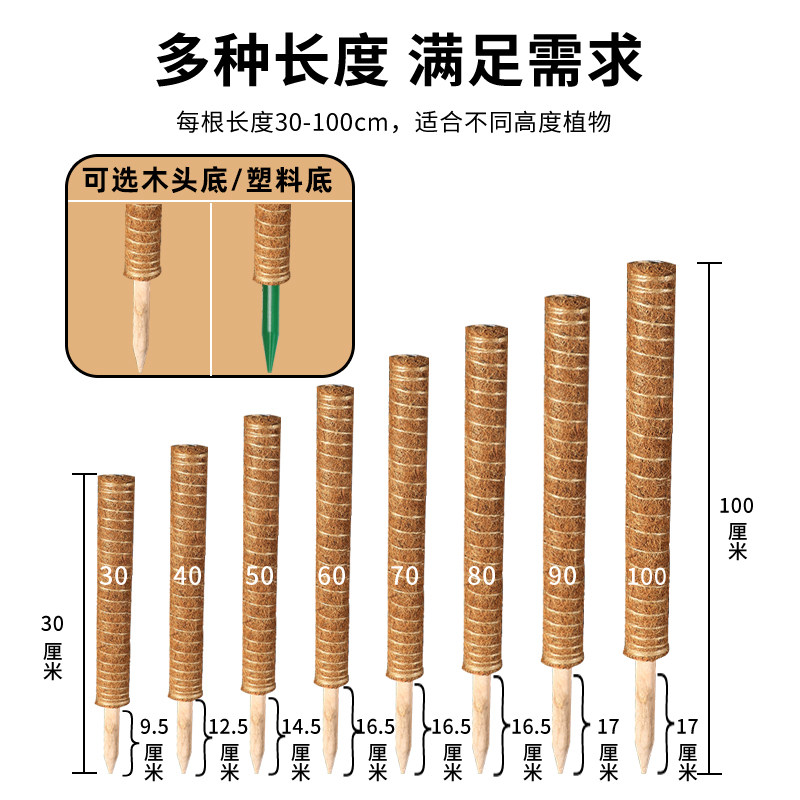 龟背竹支撑杆绿箩攀爬柱椰棕棒绿萝固定植物爬藤棕榈柱防倒伏支架,淘宝优惠券,粉丝福利购,淘宝优惠卷