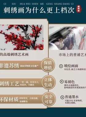 梅兰竹菊刺绣新中式四条屏挂画｜