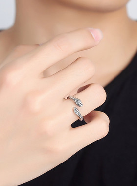 小众ins个性暗黑双头蛇戒指男女时尚复古嘻哈潮流指环饰品戒