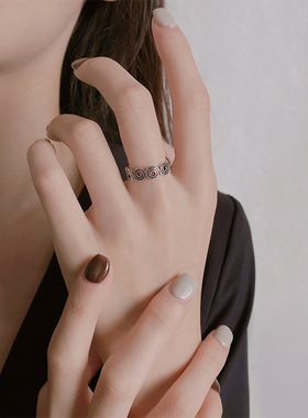 新品欧美风复古镂空圆圈戒指时尚个性设计感潮流百搭指环饰品女戒