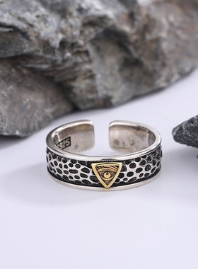 韩国风复古之眼戒指时尚个性设计感泰银男女款做旧情侣款指环戒指