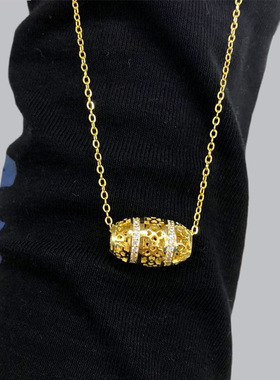 日韩版镶钻路路通项链女锁骨链镂空四叶草橄榄吊坠项链转运珠饰品