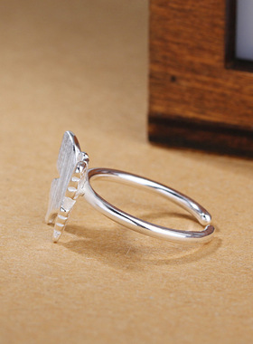 简约创意可爱戒指女韩版个性森系素银拉丝蝴蝶指环手饰品