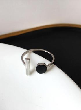 新款暗黑系圆形滴胶戒指女ins潮网红时尚个性黑色饰品冷淡风指环