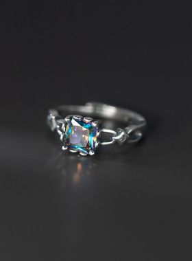 新款复古泰银四方锆石戒指时尚个性潮流感热卖指环饰品戒指戒