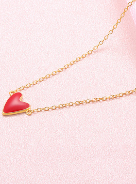新品女士红色桃心项链锁骨欧美外贸颈链心形吊坠项饰韩国饰品