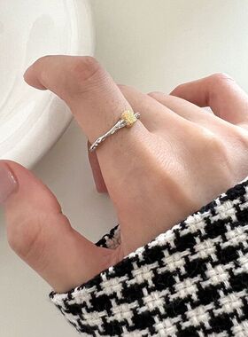 新款韩版磨砂豆豆戒指女简约金银拼色不规则肌理指环热卖手饰品戒