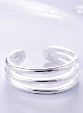 民族风饰品女三线立体戒指流行手饰厂家直销介子素银手工饰品