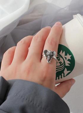 新品欧美复古做旧霸气大象戒指潮个性长牙齿创意动物食指戒指环戒