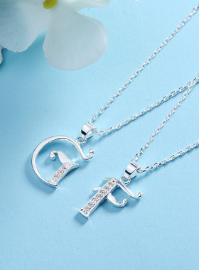 创意A-Z字母项链韩版个性微镶3A锆石吊坠外贸亚马逊2018货源项链