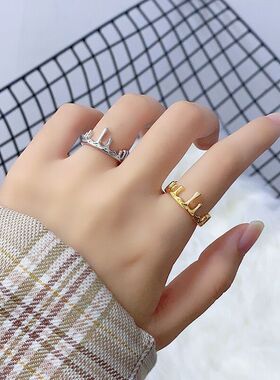 新品日韩风简约不规则水滴皇冠戒指女个性跨境热卖网红指环饰品戒