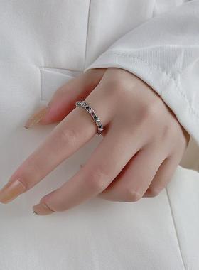 01900韩版小X交叉彩色锆石戒指轻奢创意精致设计高级感开口指环女