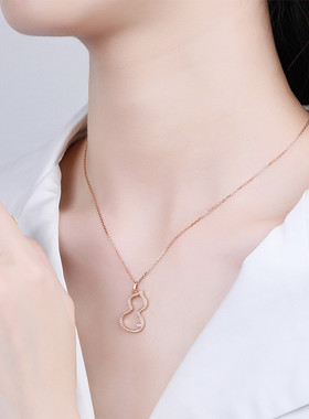 时尚个性镶钻葫芦项链女韩版创意镀玫瑰金锆石镂空吊坠锁骨链饰品