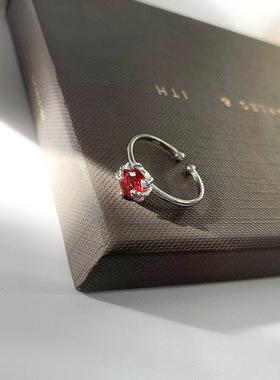 0350韩版红钻猫咪开口戒指女潮塔镶锆石指环戒指时尚个性甜美饰品