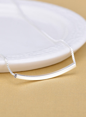 简约气质四方弯管项链日韩风潮塔大方一字吊坠锁骨链个性配饰项链