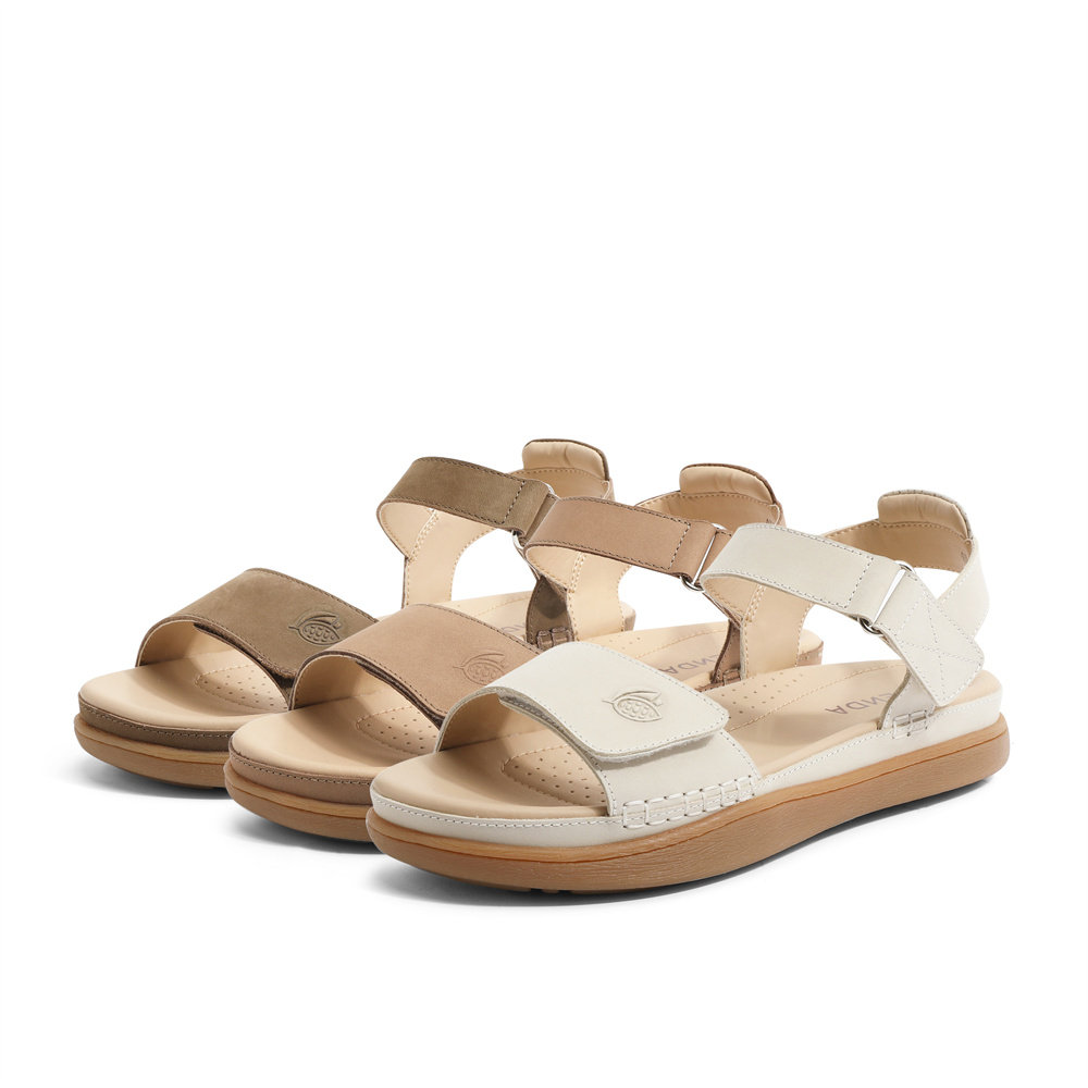 森达皮凉鞋女鞋夏商场同款舒适平底魔术贴户外日常凉鞋4DL30BL3,淘宝优惠券,粉丝福利购,淘宝优惠卷