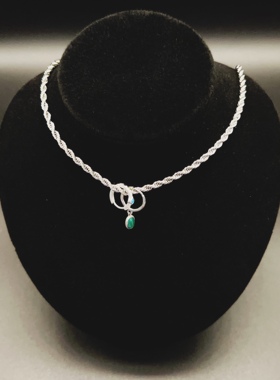 LUCKJAY 原创DIY为子同款925纯银耳环吊坠项链潮流澳宝绿石麻花链