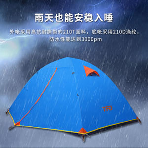 TFO户外帐篷2-3人双层野营帐沙滩双开门便携小巧防水网纱防雨