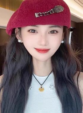 黑色贝雷帽女2026年新款显脸小