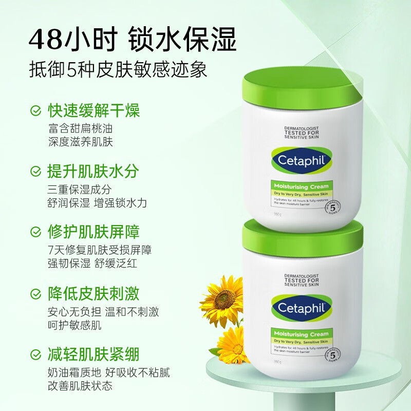 Cetaphil/丝塔芙大白罐舒润保湿霜550g温和长效保湿滋润身体乳-图0