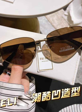 猫眼墨镜女高级感2025新款复古凯旋门金属椭圆偏光太阳镜防紫外线