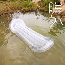 Water transparent floating bed inflatable floating defecation defecation Bacon emoticons bag smiling face net Red Sea side dramatic water